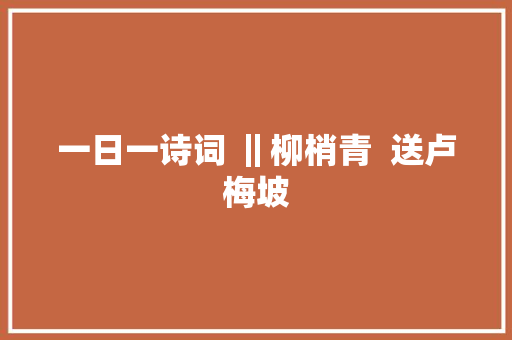 一日一诗词 ‖柳梢青  送卢梅坡