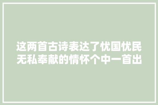 这两首古诗表达了忧国忧民无私奉献的情怀个中一首出自郑板桥