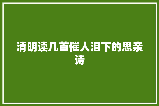 清明读几首催人泪下的思亲诗 清明读几首催人泪下的思亲诗