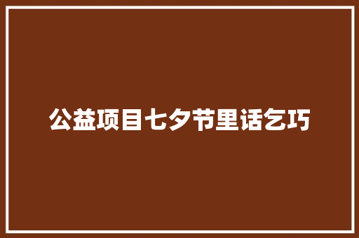 公益项目七夕节里话乞巧