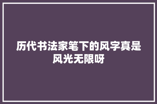 历代书法家笔下的风字真是风光无限呀