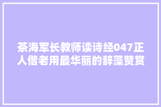 茶海军长教师读诗经047正人偕老用最华丽的辞藻赞赏最不幸的女人