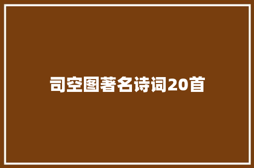 司空图著名诗词20首
