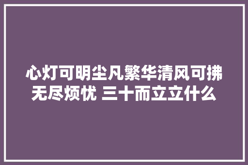 心灯可明尘凡繁华清风可拂无尽烦忧 三十而立立什么瓷院子
