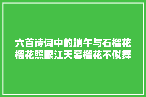 六首诗词中的端午与石榴花榴花照眼江天暮榴花不似舞裙红