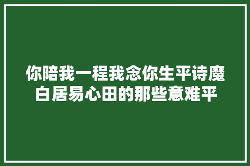 你陪我一程我念你生平诗魔白居易心田的那些意难平