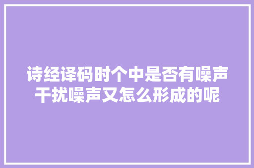 诗经译码时个中是否有噪声干扰噪声又怎么形成的呢