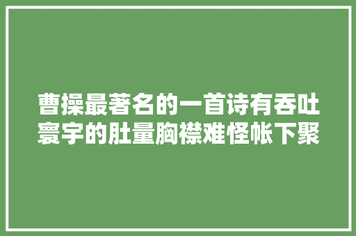 曹操最著名的一首诗有吞吐寰宇的肚量胸襟难怪帐下聚集那么多人才