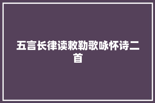 五言长律读敕勒歌咏怀诗二首
