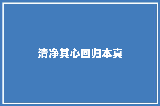 清净其心回归本真
