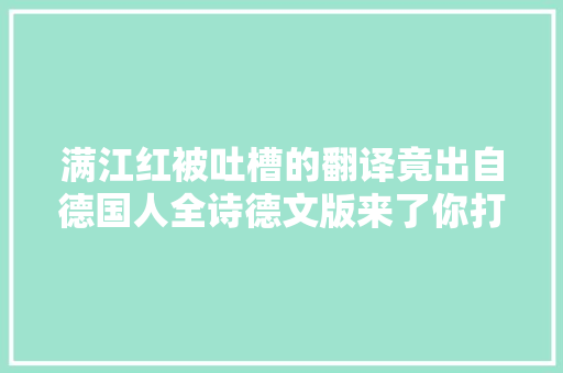 满江红被吐槽的翻译竟出自德国人全诗德文版来了你打几分