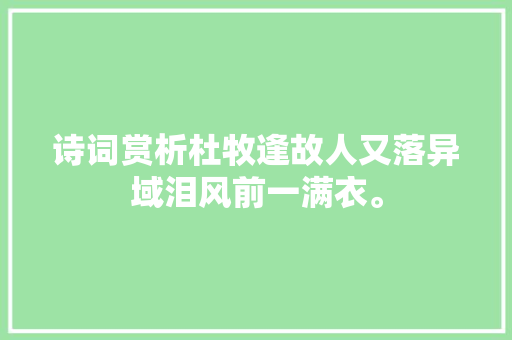 诗词赏析杜牧逢故人又落异域泪风前一满衣。