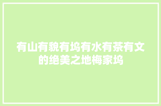有山有貌有坞有水有茶有文的绝美之地梅家坞