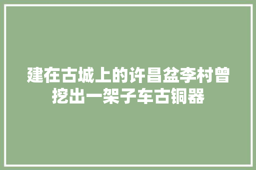 建在古城上的许昌盆李村曾挖出一架子车古铜器