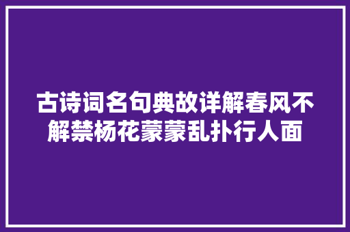 古诗词名句典故详解春风不解禁杨花蒙蒙乱扑行人面