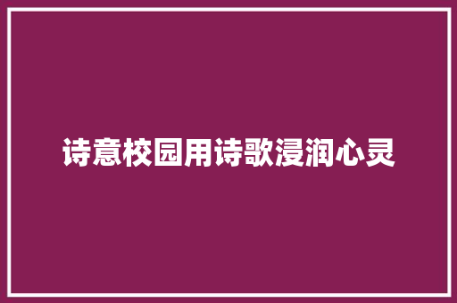 诗意校园用诗歌浸润心灵