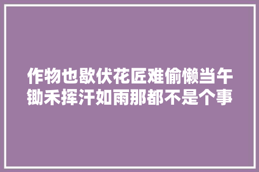作物也歇伏花匠难偷懒当午锄禾挥汗如雨那都不是个事