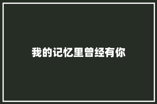 我的记忆里曾经有你