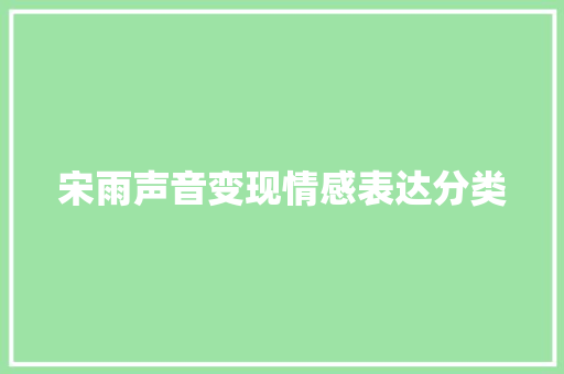 宋雨声音变现情感表达分类