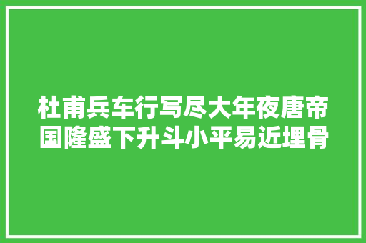 杜甫兵车行写尽大年夜唐帝国隆盛下升斗小平易近埋骨青海头的悲哀