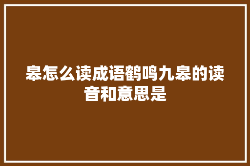 皋怎么读成语鹤鸣九皋的读音和意思是