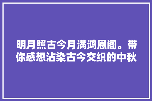 明月照古今月满鸿恩阁。带你感想沾染古今交织的中秋浪漫