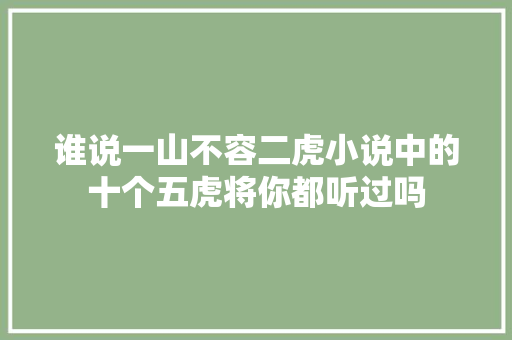 谁说一山不容二虎小说中的十个五虎将你都听过吗