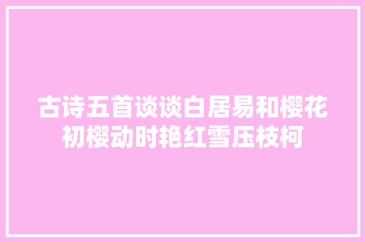 古诗五首谈谈白居易和樱花初樱动时艳红雪压枝柯