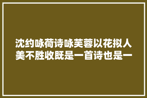 沈约咏荷诗咏芙蓉以花拟人美不胜收既是一首诗也是一幅画
