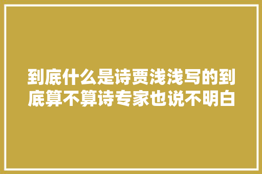 到底什么是诗贾浅浅写的到底算不算诗专家也说不明白