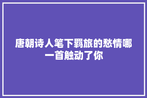 唐朝诗人笔下羁旅的愁情哪一首触动了你