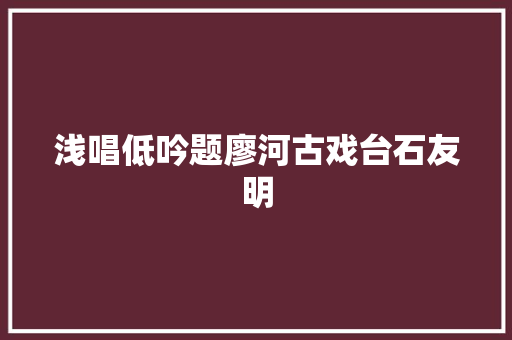 浅唱低吟题廖河古戏台石友明