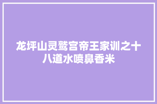 龙坪山灵鹫宫帝王家训之十八道水喷鼻香米