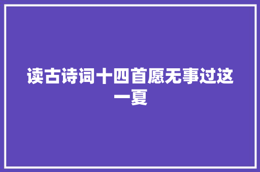 读古诗词十四首愿无事过这一夏