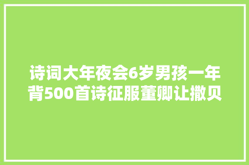 诗词大年夜会6岁男孩一年背500首诗征服董卿让撒贝宁自惭形秽
