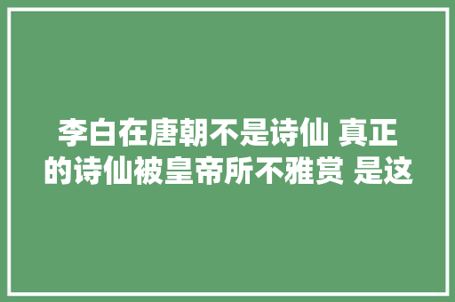 李白在唐朝不是诗仙 真正的诗仙被皇帝所不雅赏 是这位大年夜诗人