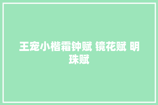 王宠小楷霜钟赋 镜花赋 明珠赋