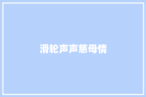 滑轮声声慈母情