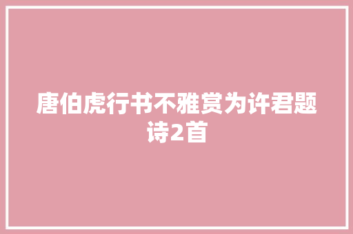 唐伯虎行书不雅赏为许君题诗2首
