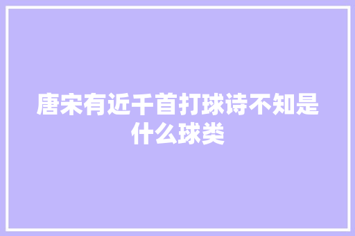 唐宋有近千首打球诗不知是什么球类