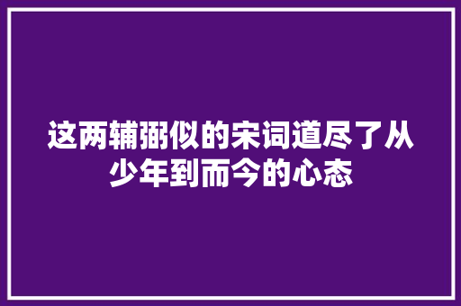 这两辅弼似的宋词道尽了从少年到而今的心态