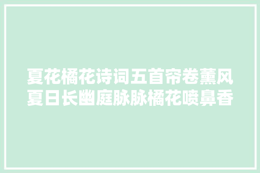 夏花橘花诗词五首帘卷薰风夏日长幽庭脉脉橘花喷鼻香