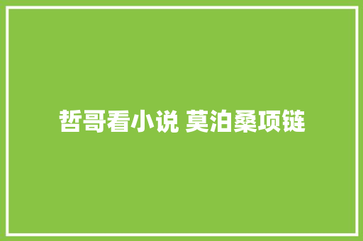 哲哥看小说 莫泊桑项链