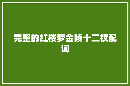 完整的红楼梦金陵十二钗配词