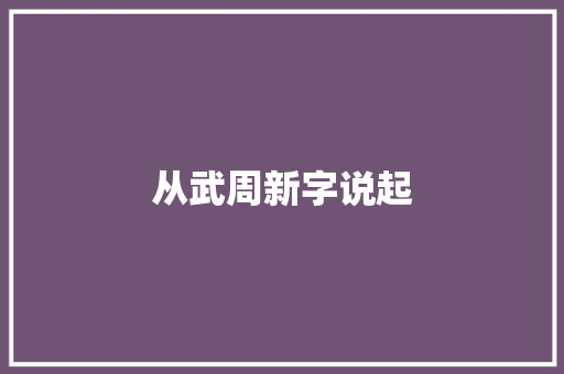 从武周新字说起
