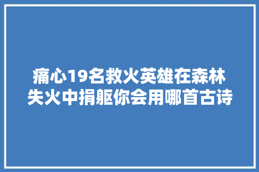 痛心19名救火英雄在森林失火中捐躯你会用哪首古诗词送别烈士