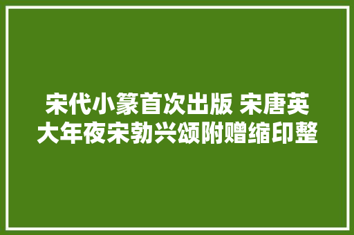 宋代小篆首次出版 宋唐英大年夜宋勃兴颂附赠缩印整张拓片