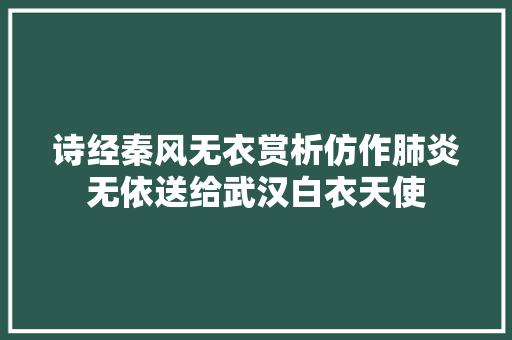 诗经秦风无衣赏析仿作肺炎无依送给武汉白衣天使