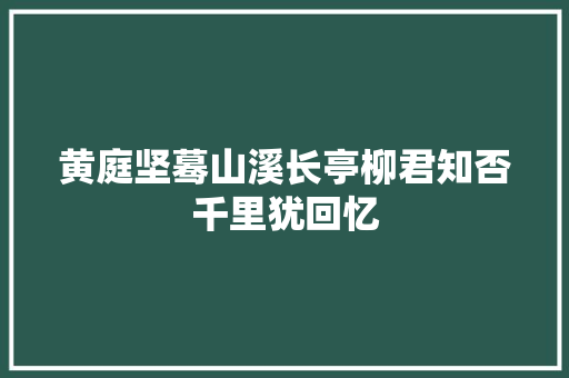 黄庭坚蓦山溪长亭柳君知否千里犹回忆