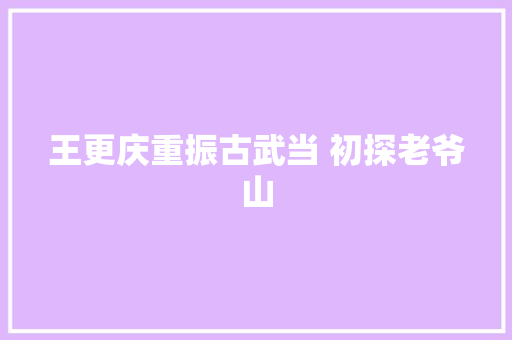 王更庆重振古武当 初探老爷山